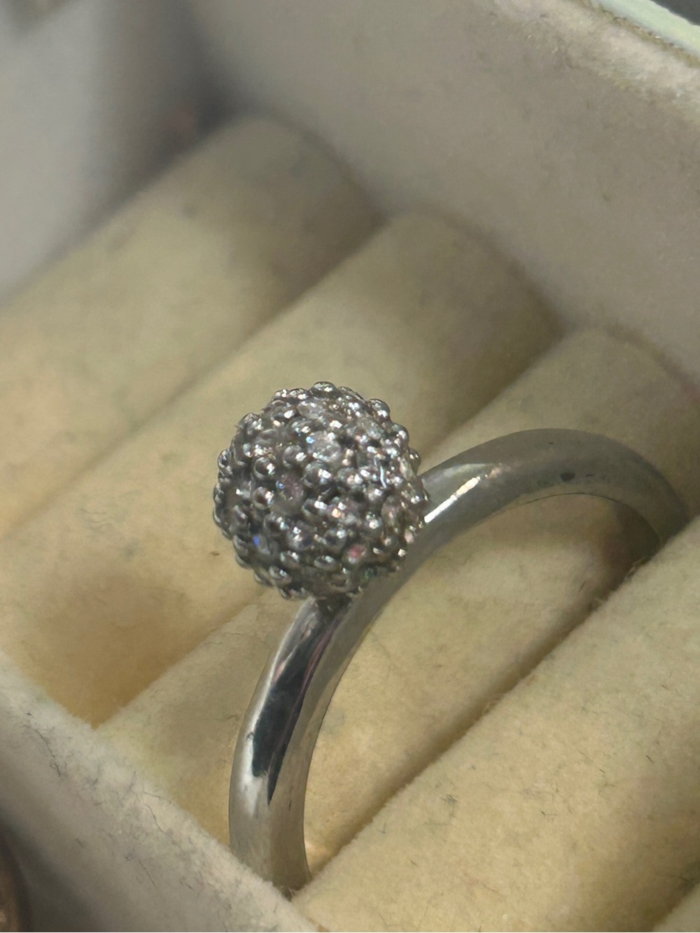 Pavé Crystal Orb Ring in Silver-Tone - Women's Jewelry